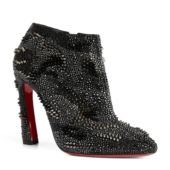 Christian Louboutin Shoes - Christian Louboutin Embellished Suede
Eleonor Bling Bang Heeled Boots Size 38.5